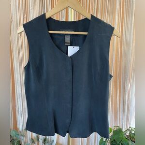 Liz Claiborne silk black sleeveless vest tailored waistcoat sleeveless top